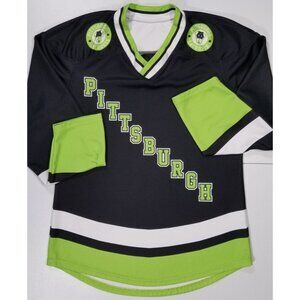 Pittsburgh Lacrosse #2 V-Neck Black/Green/White Jersey USA Made Men's Size XS